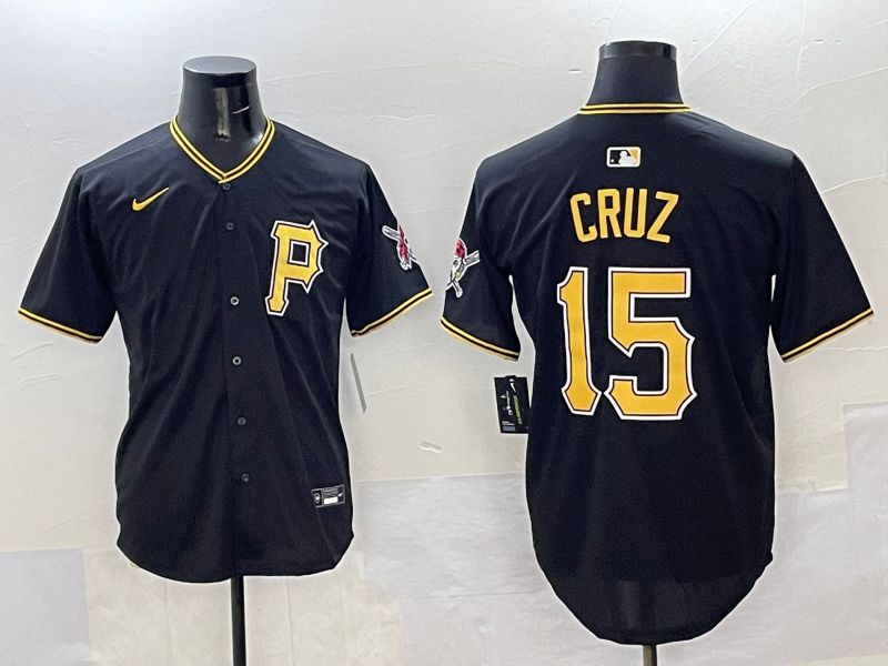 Men Pittsburgh Pirates #15 Cruz Black Game 2025 Nike MLB Jersey style 1
